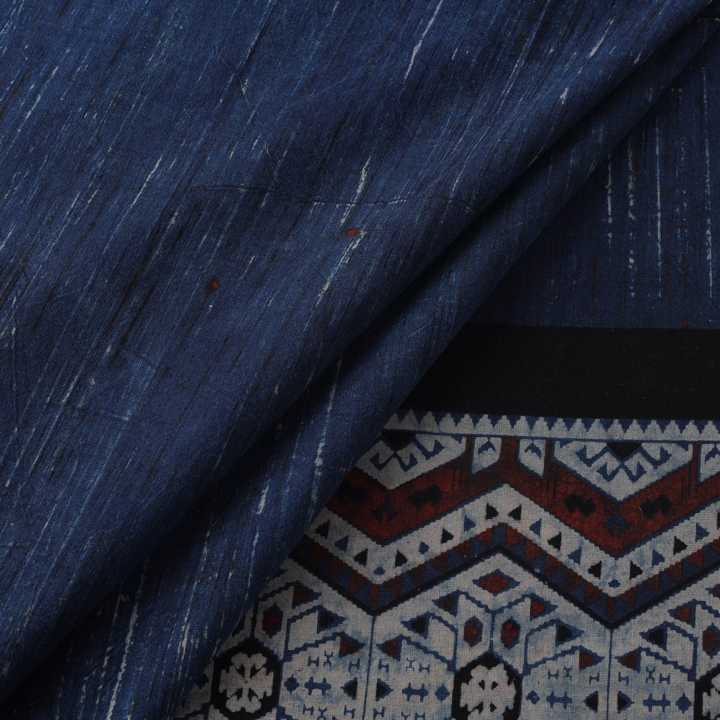 Natural dyed brush design cotton fabric 03 - handcrafted