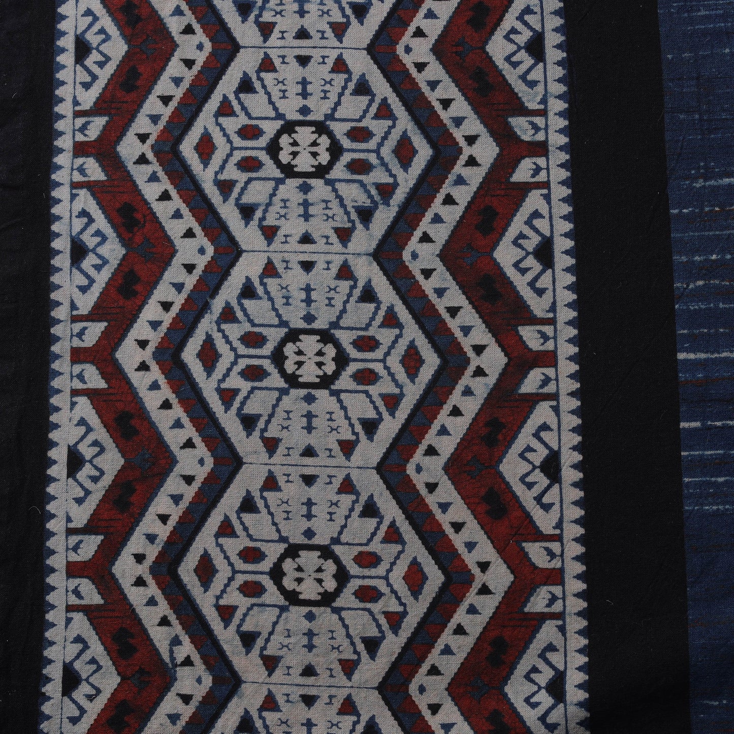 Natural dyed brush design cotton fabric 03 - handcrafted