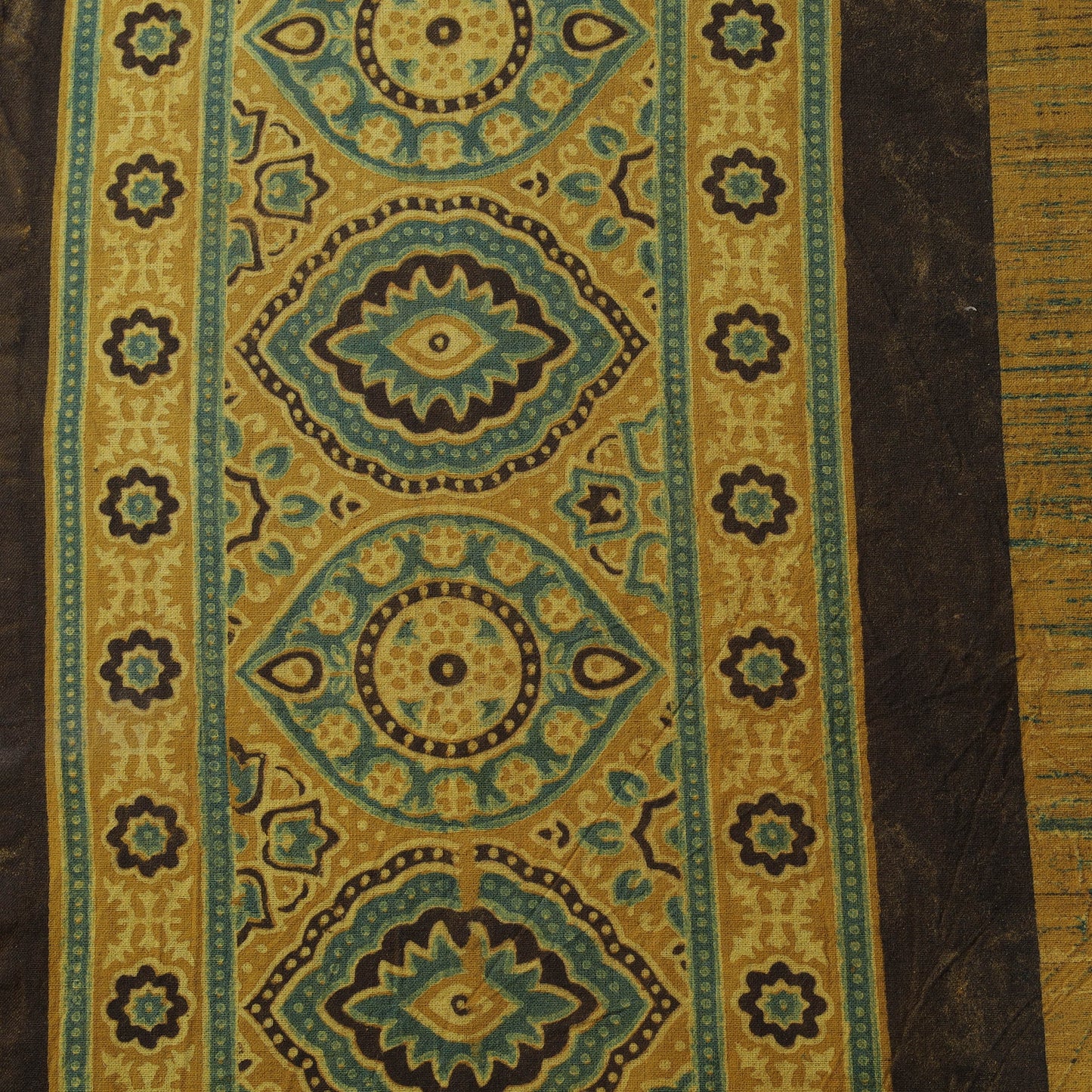 Natural dyed brush design cotton fabric 04 - handcrafted