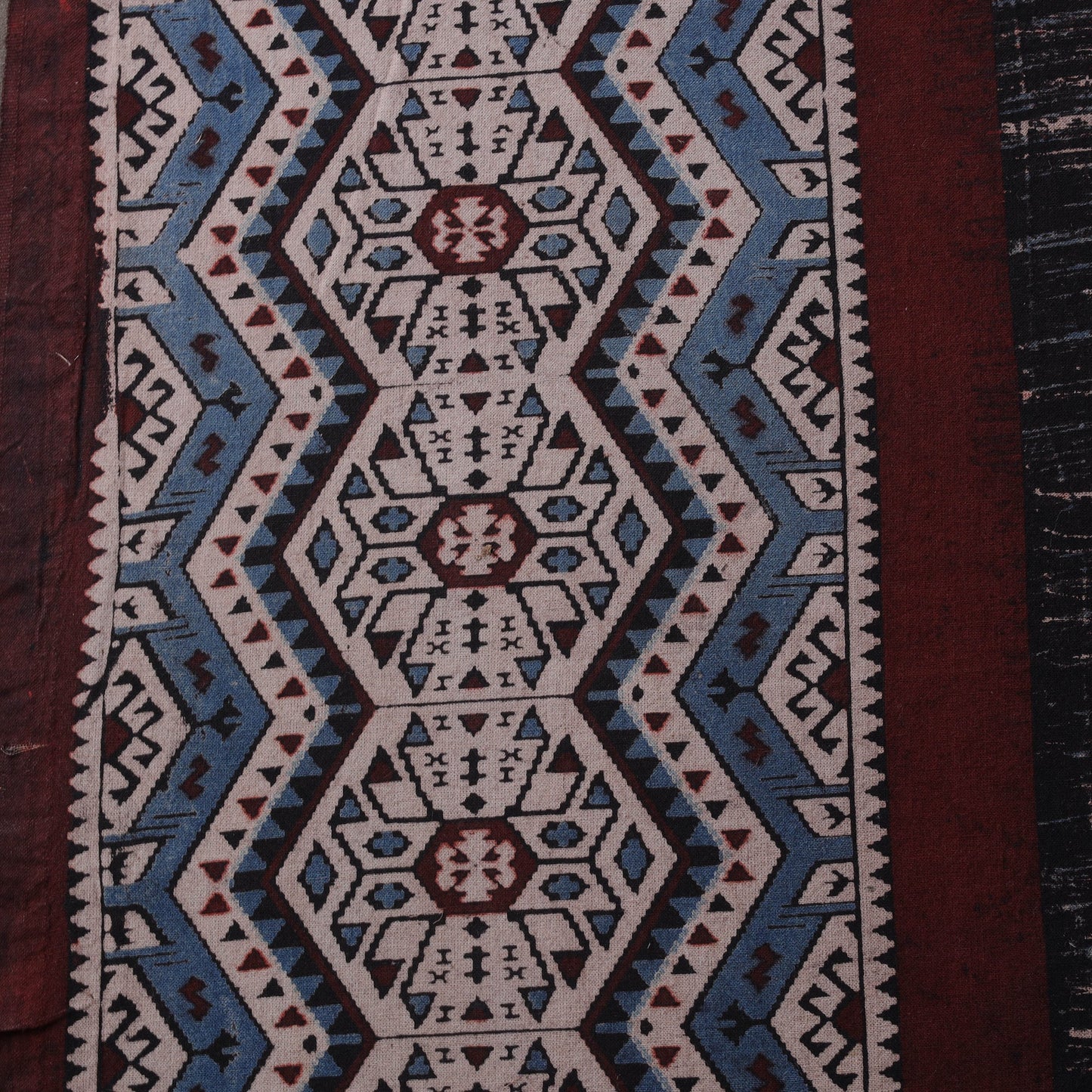 Natural dyed brush design cotton fabric 05 - handcrafted