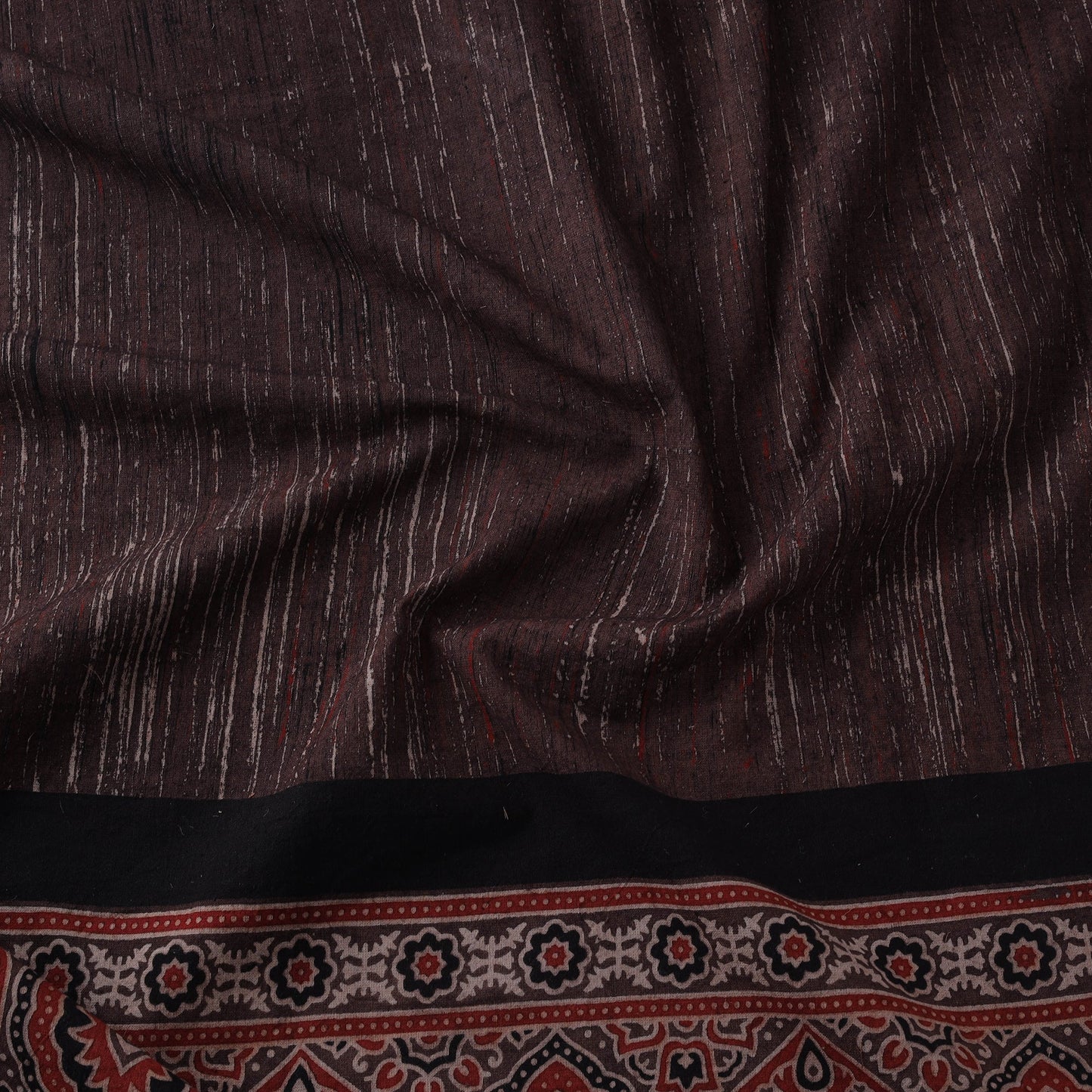 Natural dyed brush design cotton fabric 06 - handcrafted