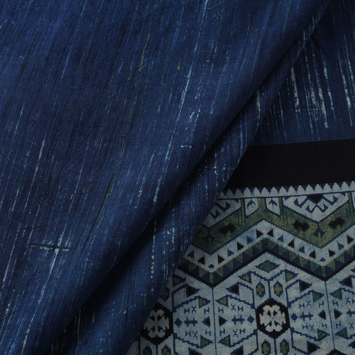 Natural dyed brush design cotton fabric 07 - handcrafted