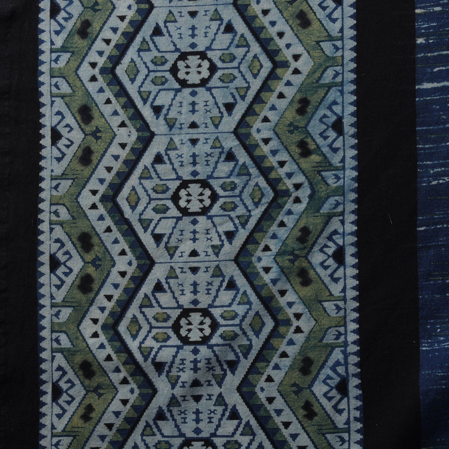 Natural dyed brush design cotton fabric 07 - handcrafted