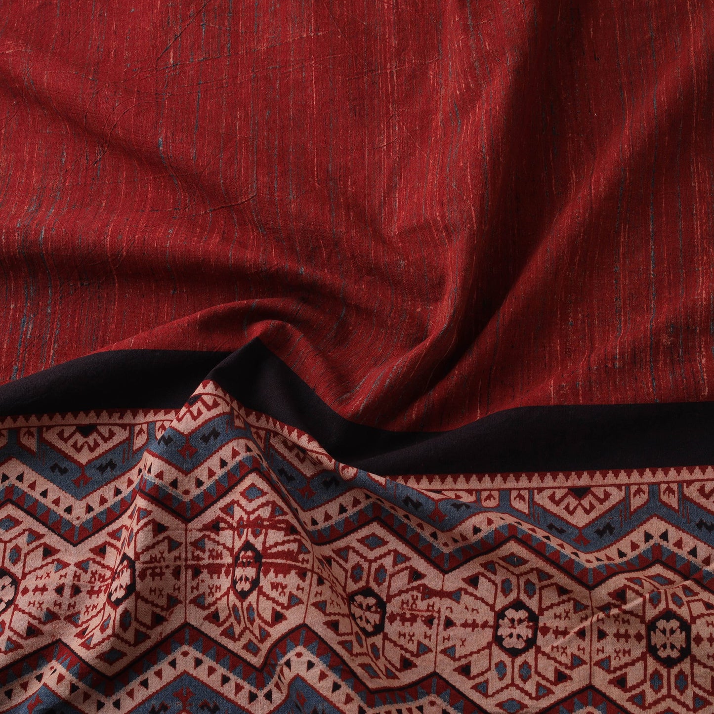 Natural dyed brush design cotton fabric 09 - handcrafted