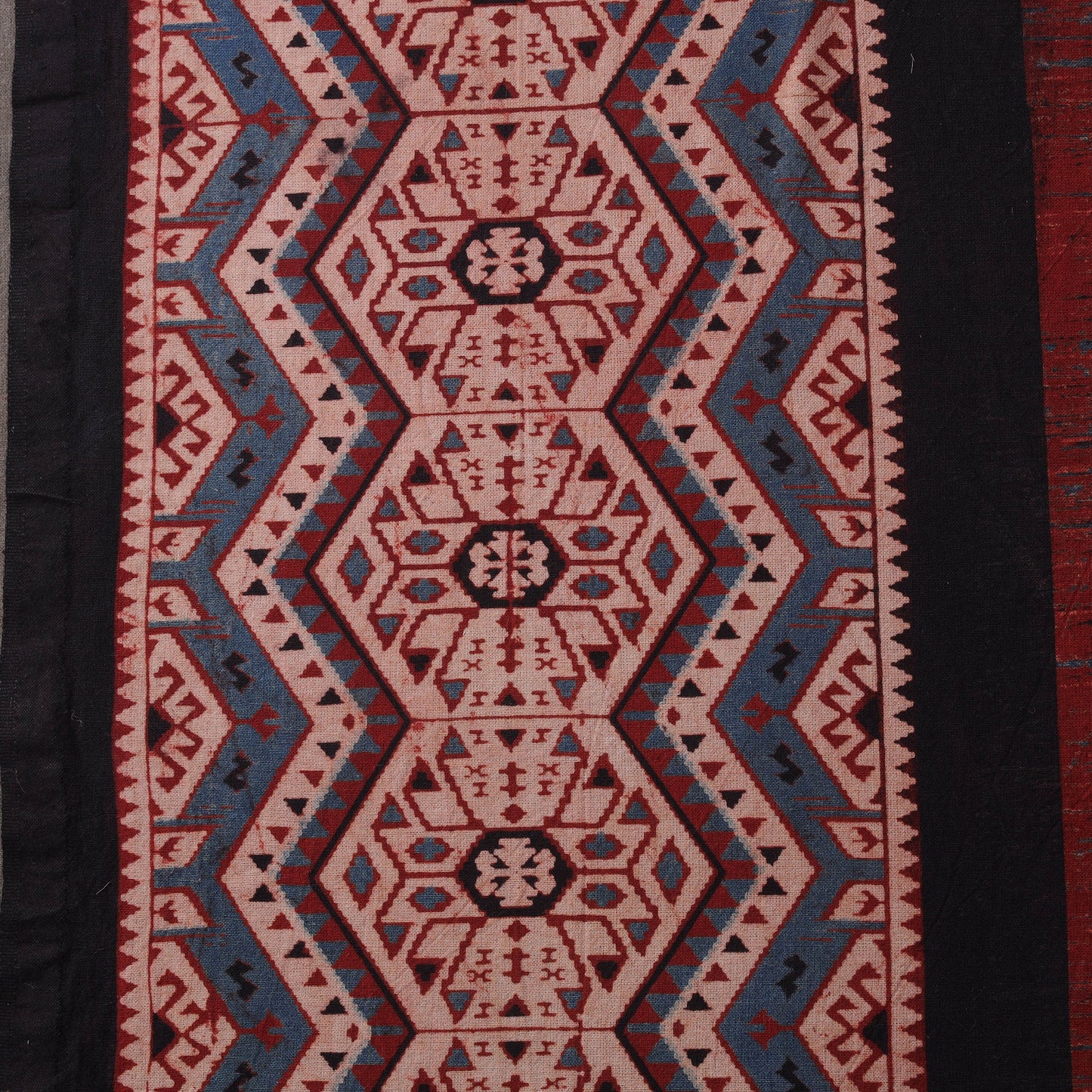 Natural dyed brush design cotton fabric 09 - handcrafted