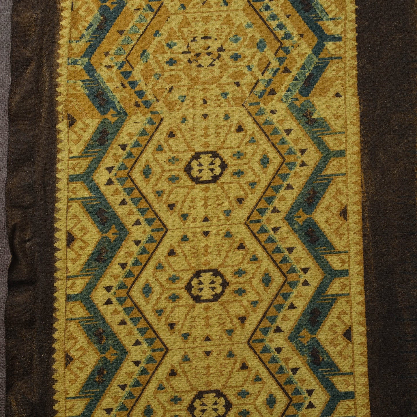 Natural dyed brush design cotton fabric 10 - handcrafted