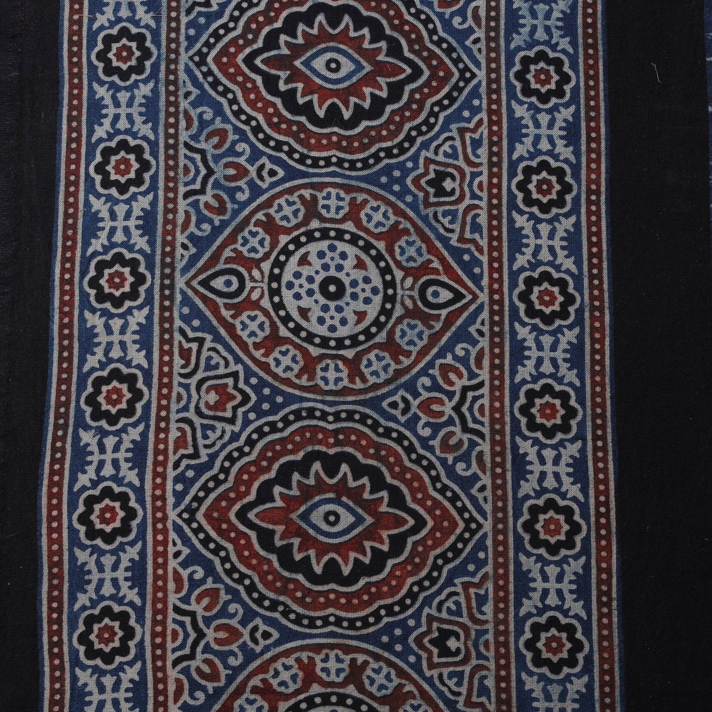 Natural dyed brush design cotton fabric 11 - handcrafted