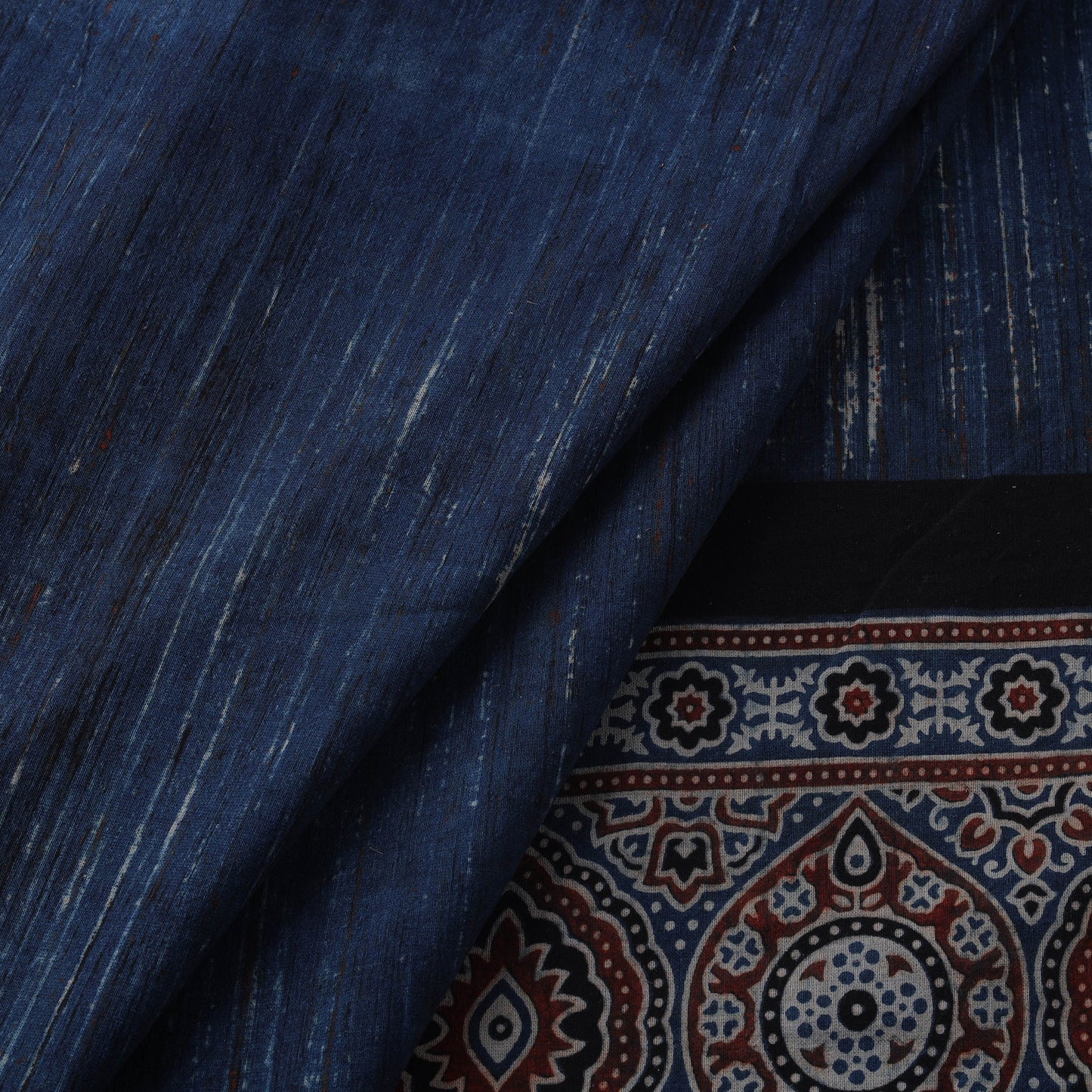 Natural dyed brush design cotton fabric 11 - handcrafted