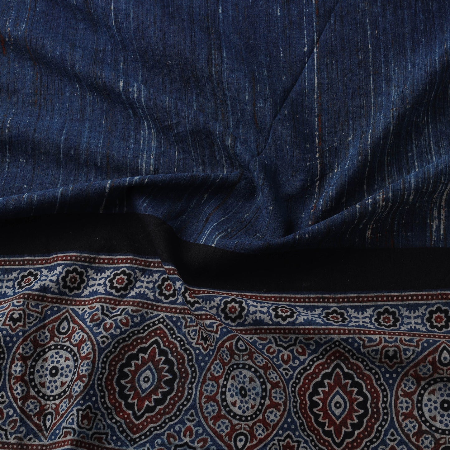 Natural dyed brush design cotton fabric 11 - handcrafted