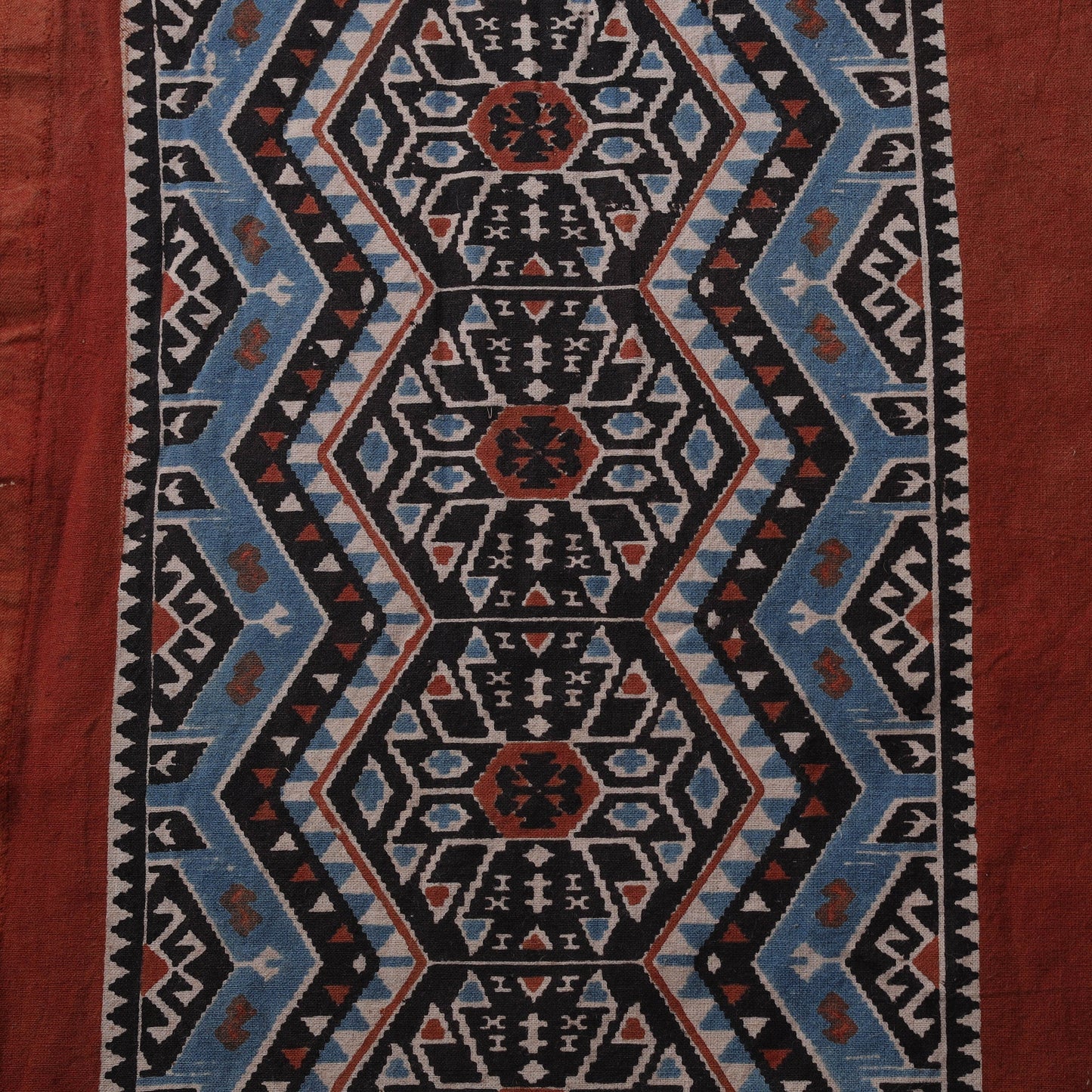 Natural dyed brush design cotton fabric 13 - handcrafted