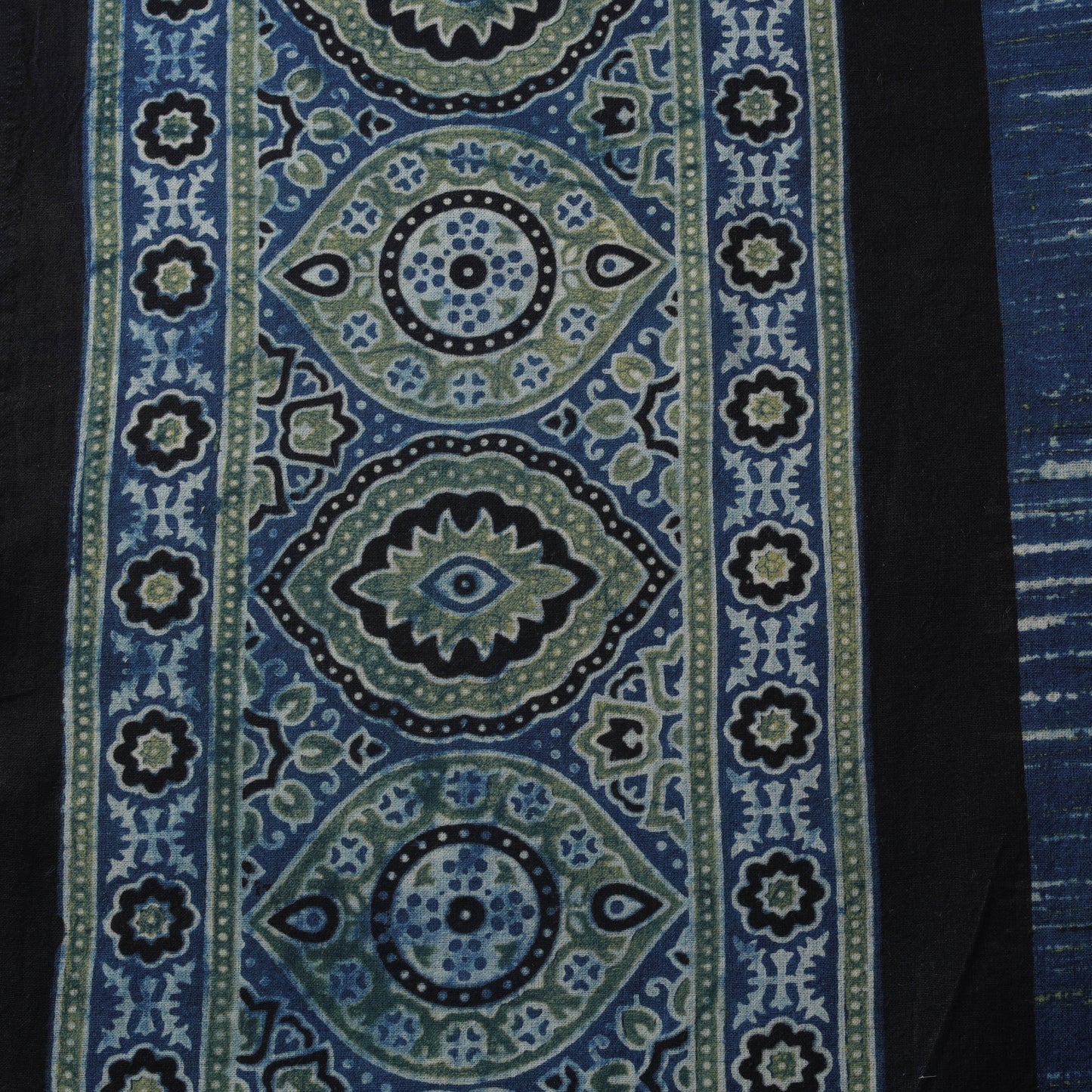 Natural dyed brush design cotton fabric 14 - handcrafted