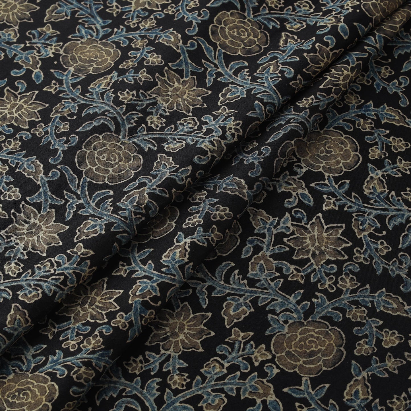 Natural dyed chanderi silk kutch hand block ajrakh print