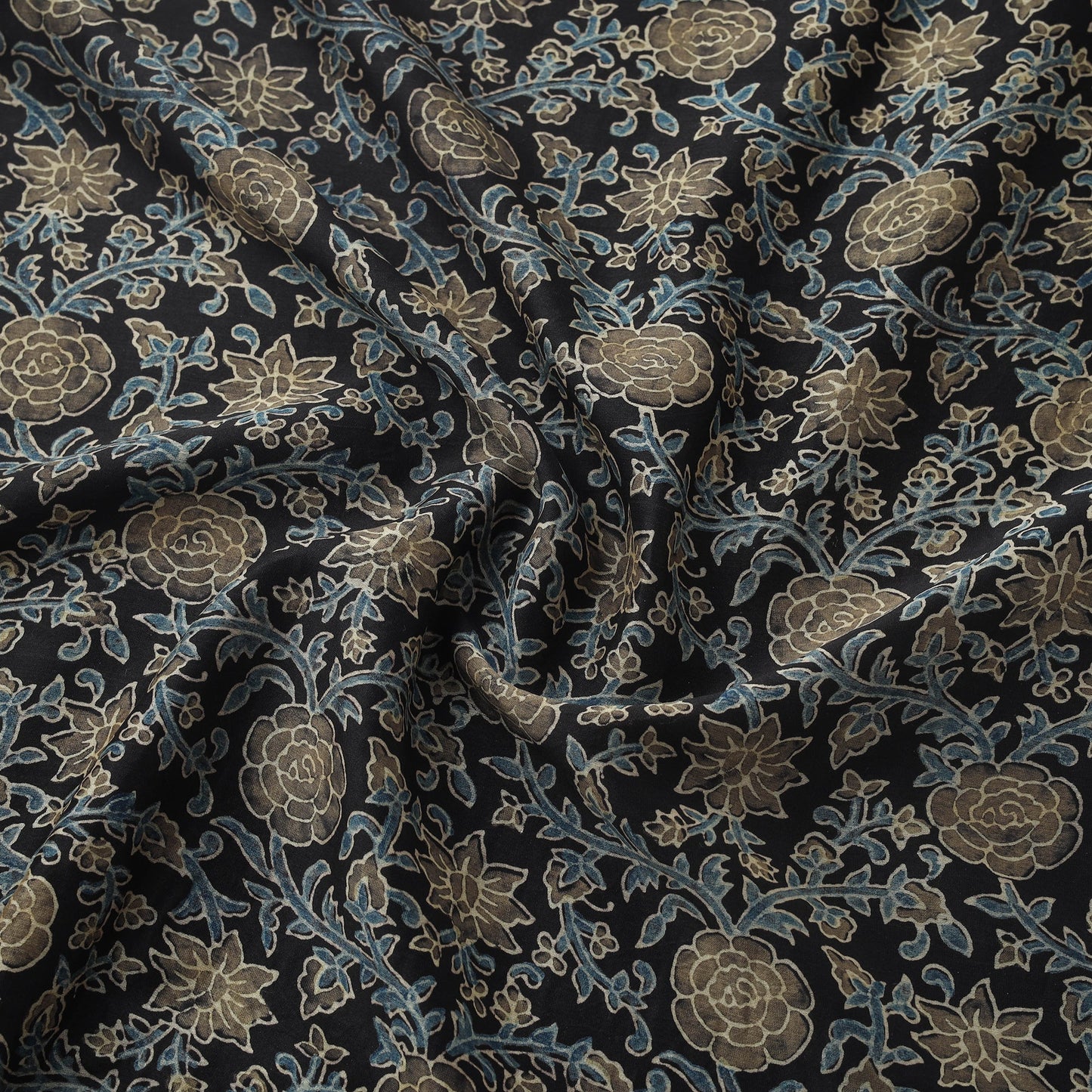 Natural dyed chanderi silk kutch hand block ajrakh print