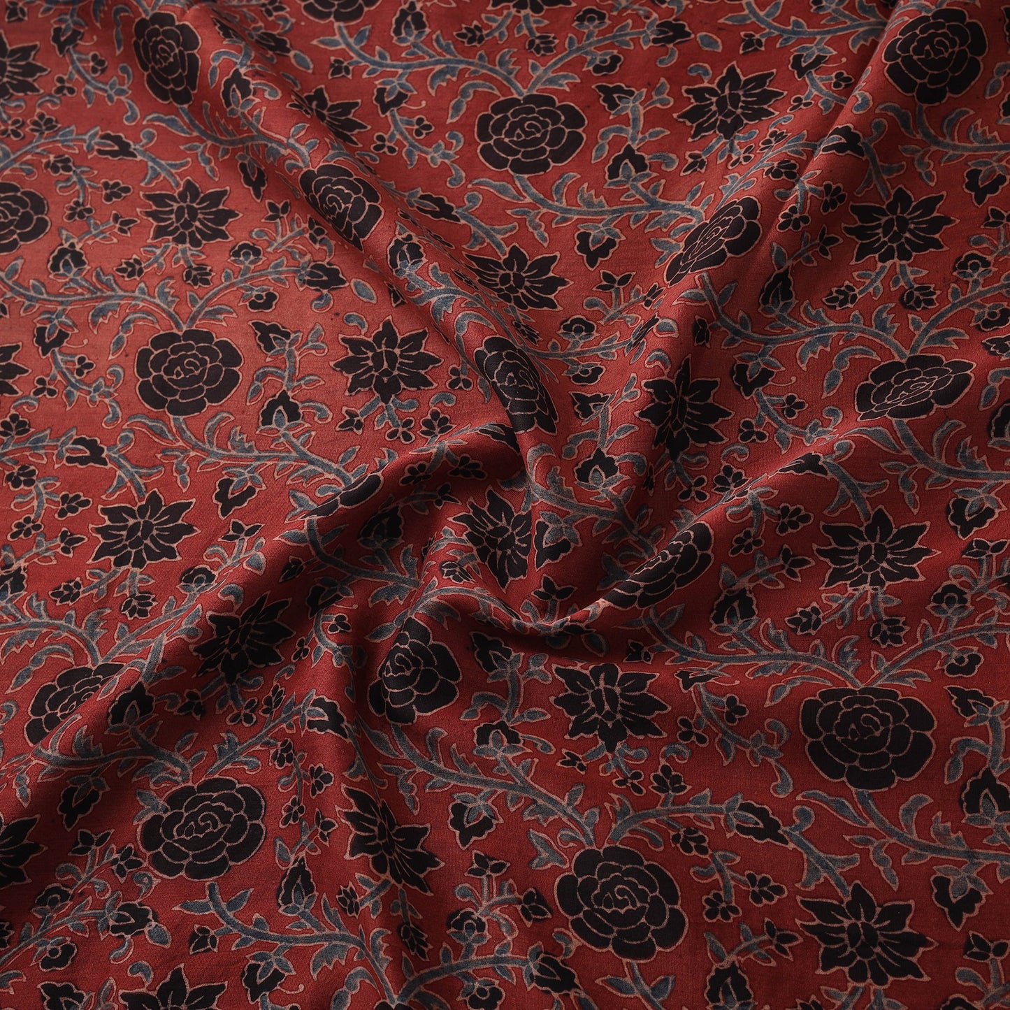 Natural dyed chanderi silk kutch hand block ajrakh print