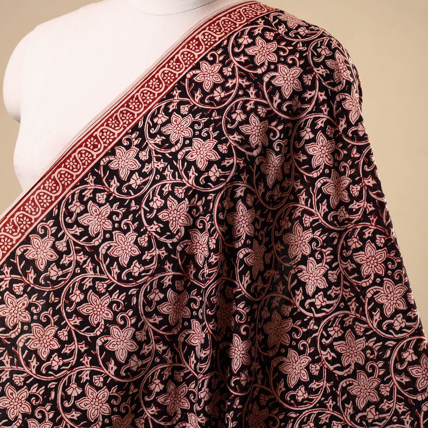 Natural dyed cotton bagh fabric 37 - handcrafted