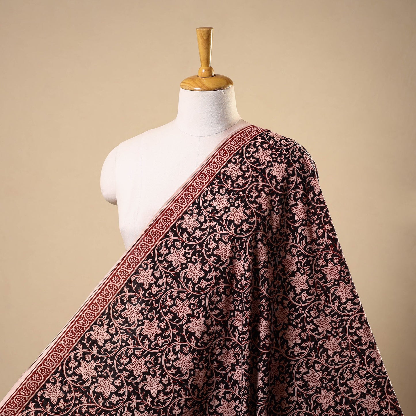 Natural dyed cotton bagh fabric 37 - handcrafted