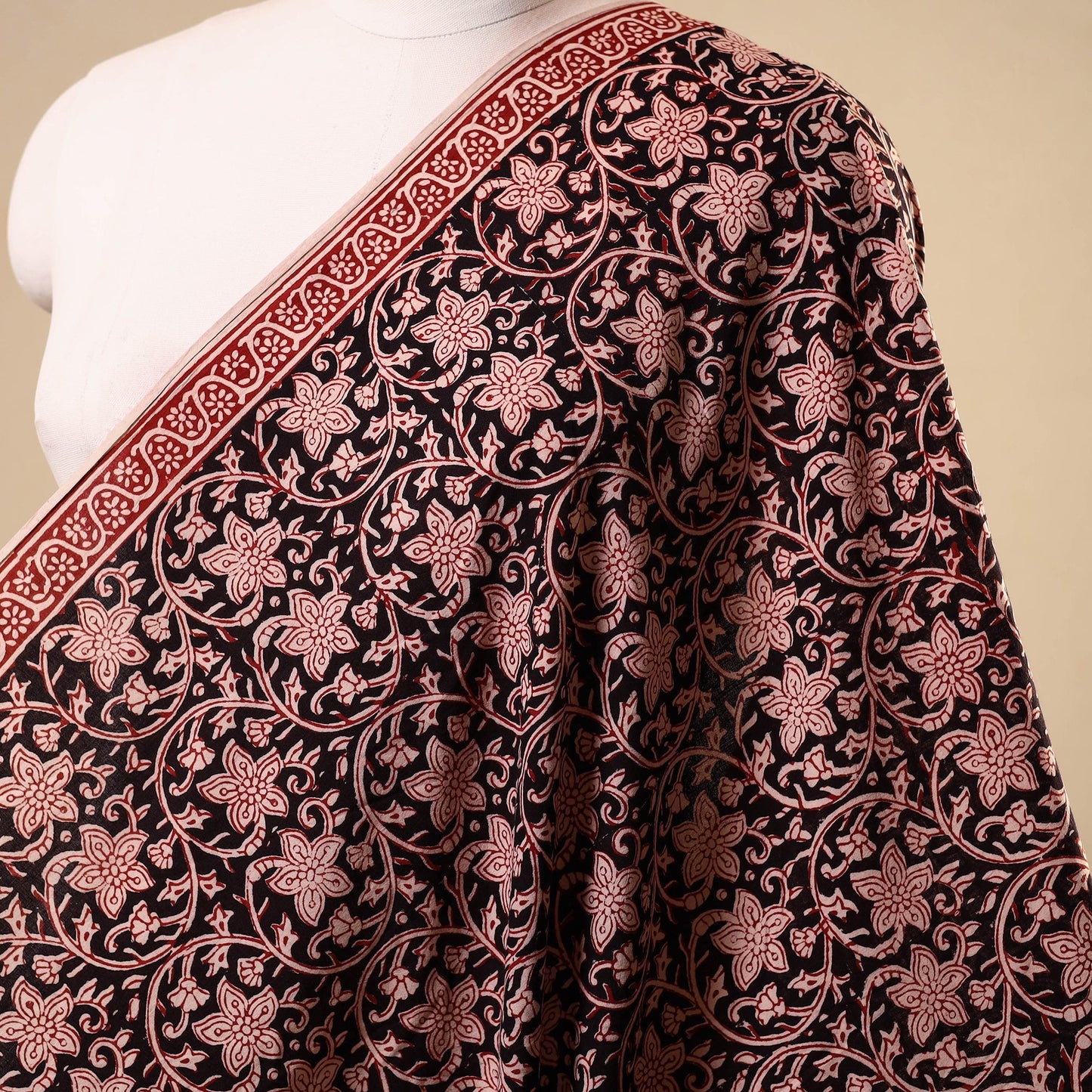 Natural dyed cotton bagh fabric 37 - handcrafted