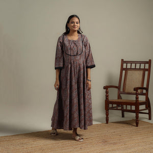 Natural dyed cotton flared dress 13 - handcrafted