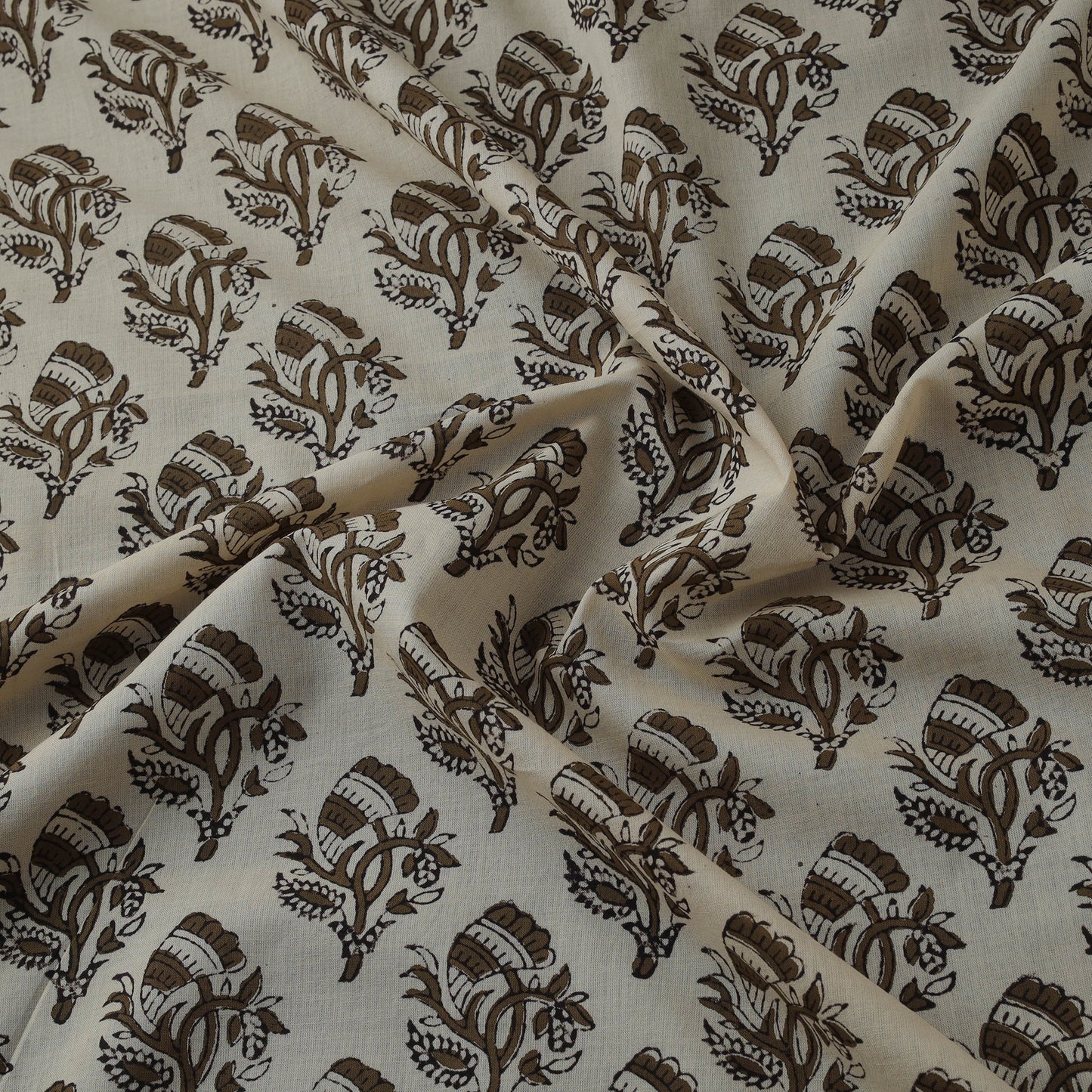 Natural dyed cotton hand block bagru print fabric 01