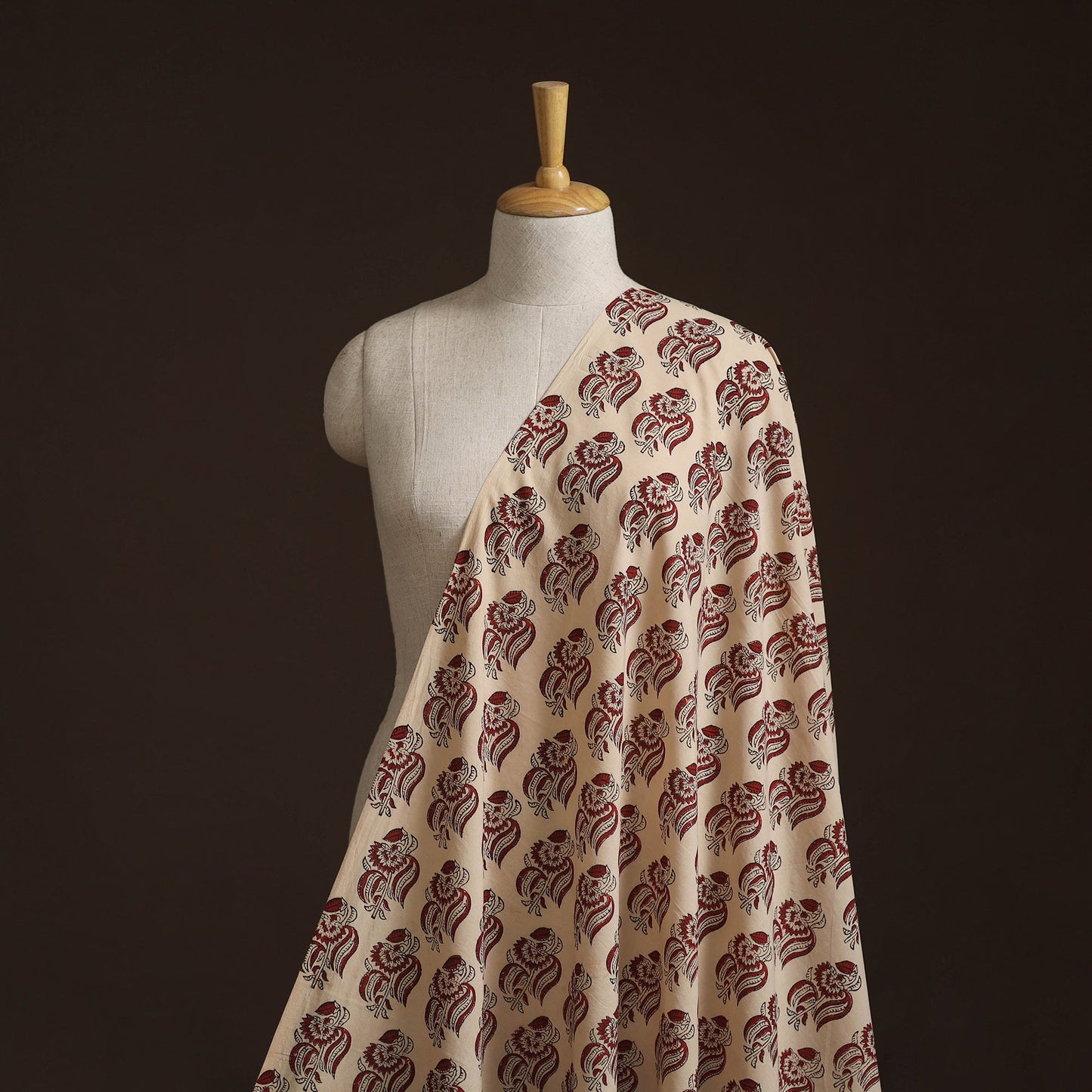Natural dyed cotton hand block bagru print fabric 03