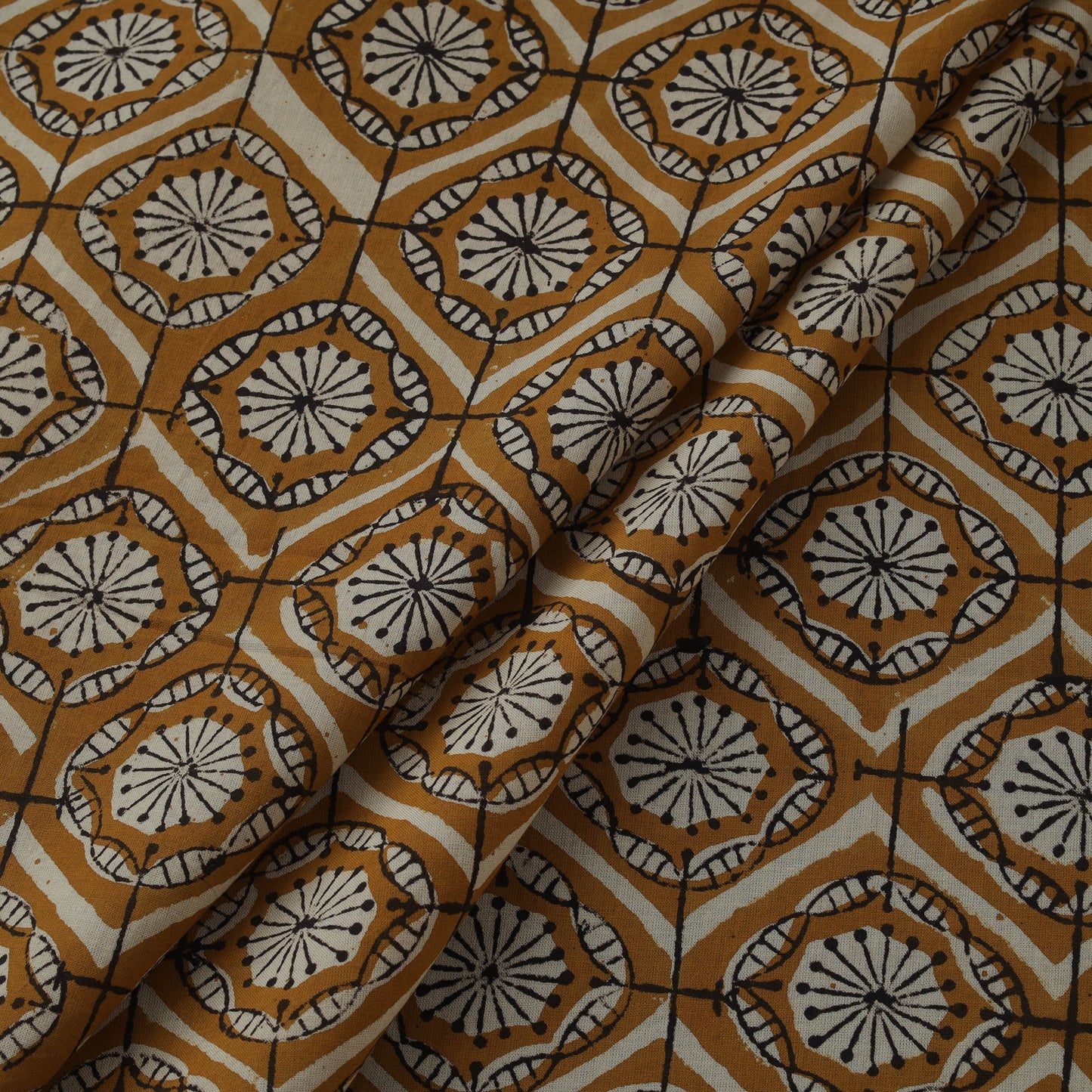 Natural dyed cotton hand block bagru print fabric 06
