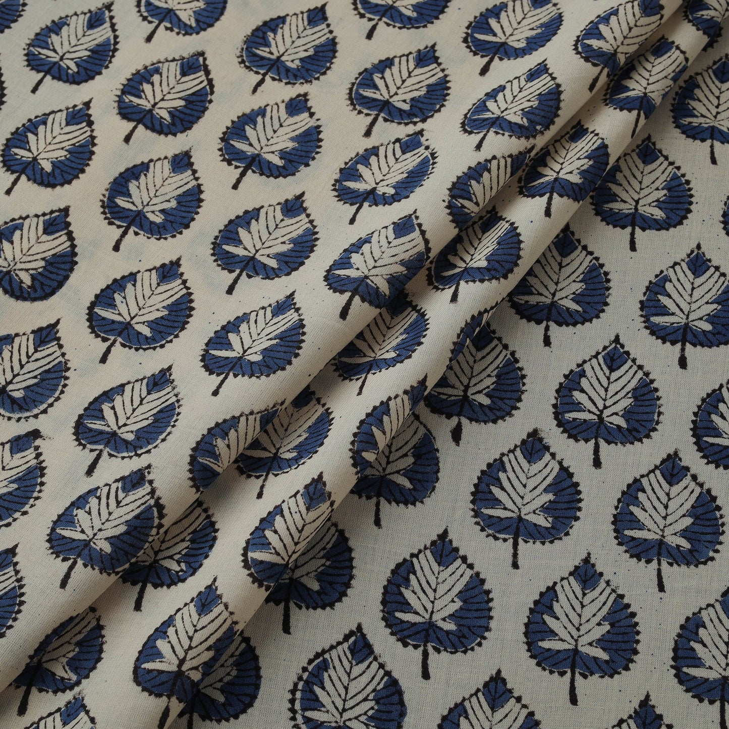 Natural dyed cotton hand block bagru print fabric 09