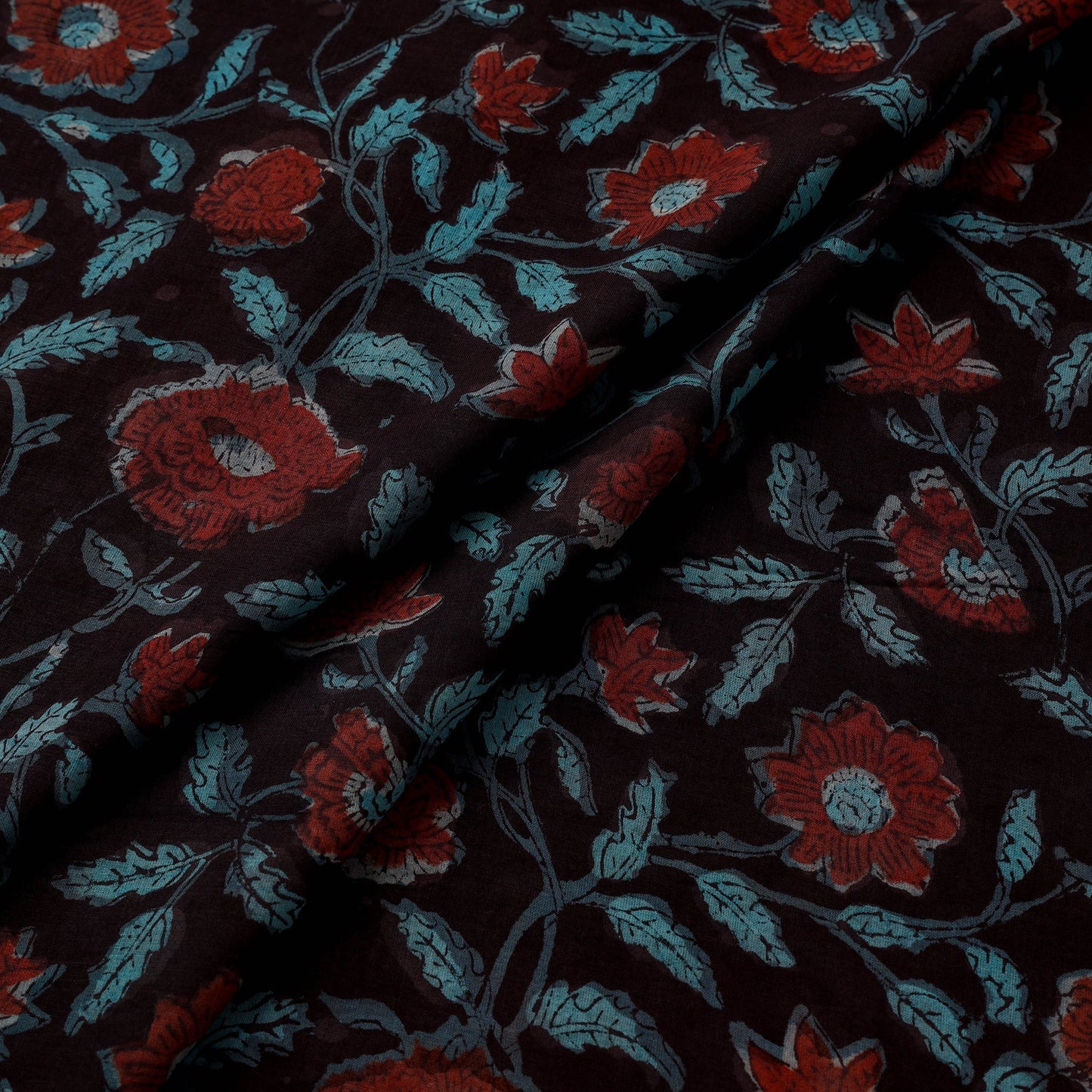 Natural dyed cotton hand jahota fabric 16 - handcrafted