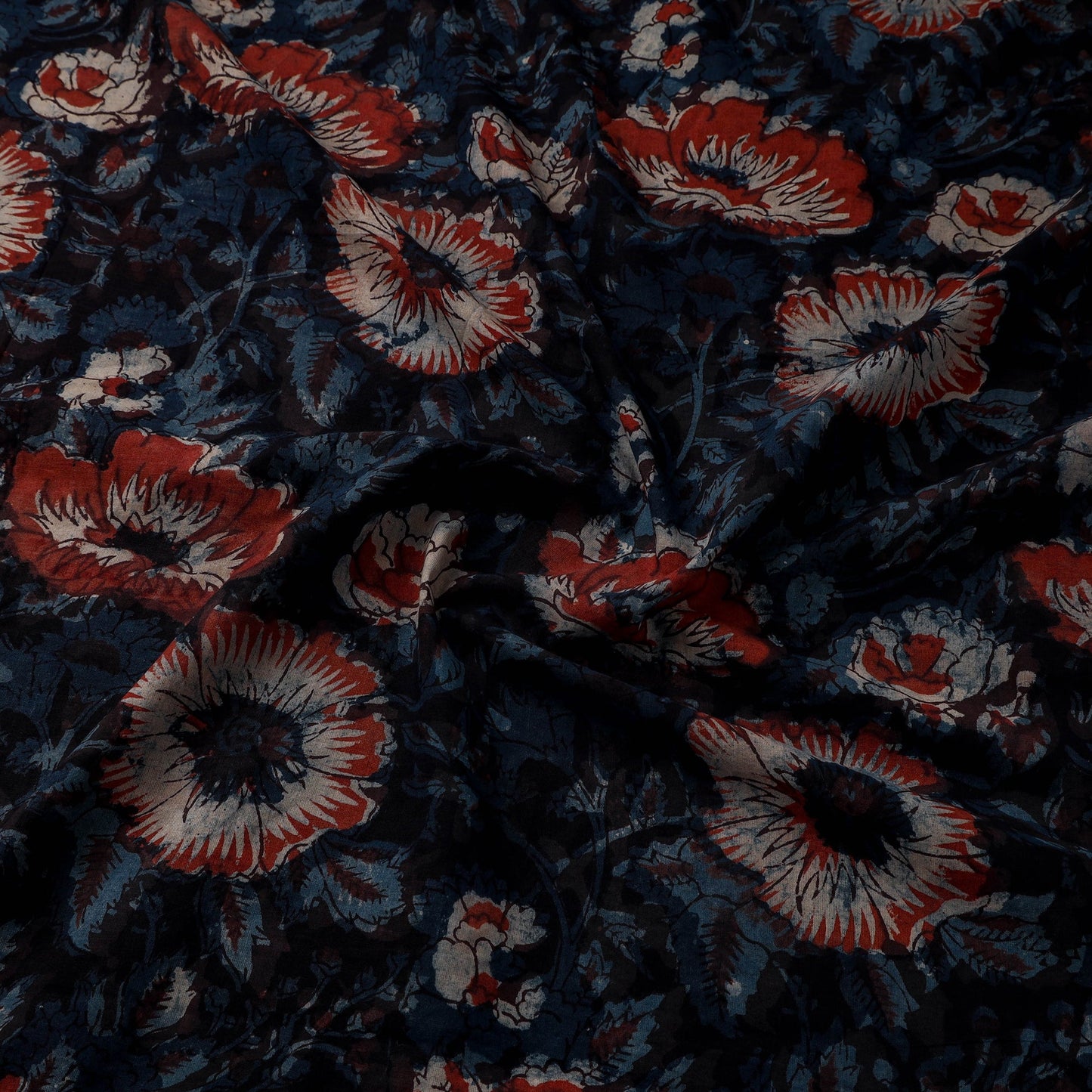 Natural dyed cotton hand jahota fabric 17 - handcrafted