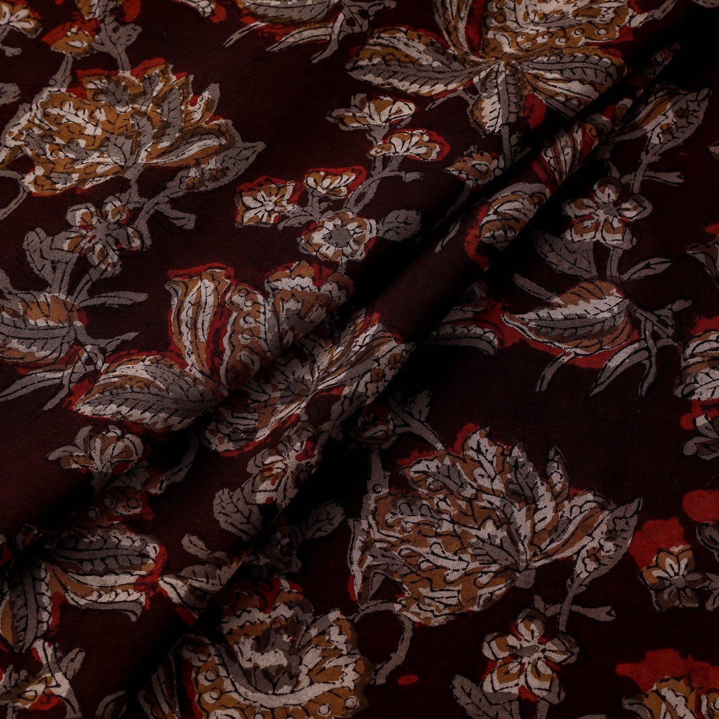 Natural dyed cotton hand jahota fabric 20 - handcrafted