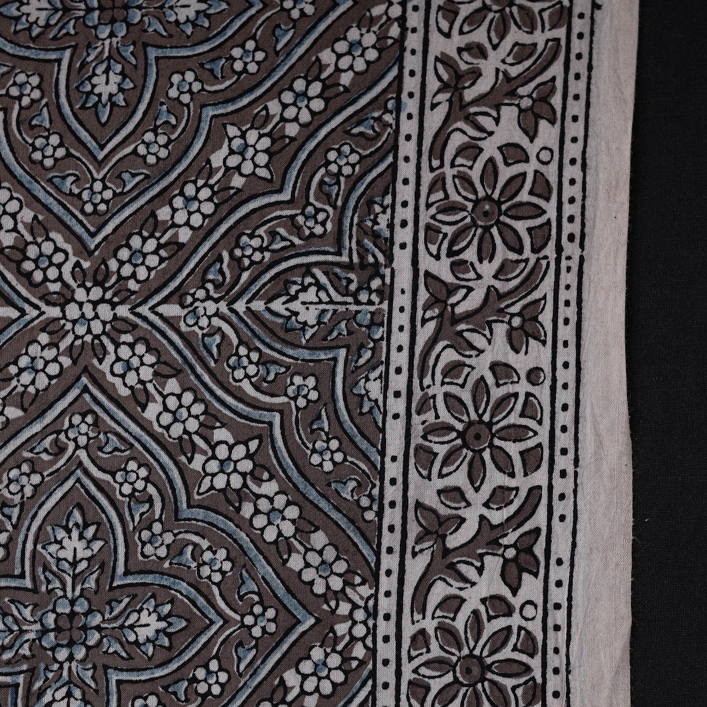  Natural Dyed Cotton Bagh Print Brown Fabric 