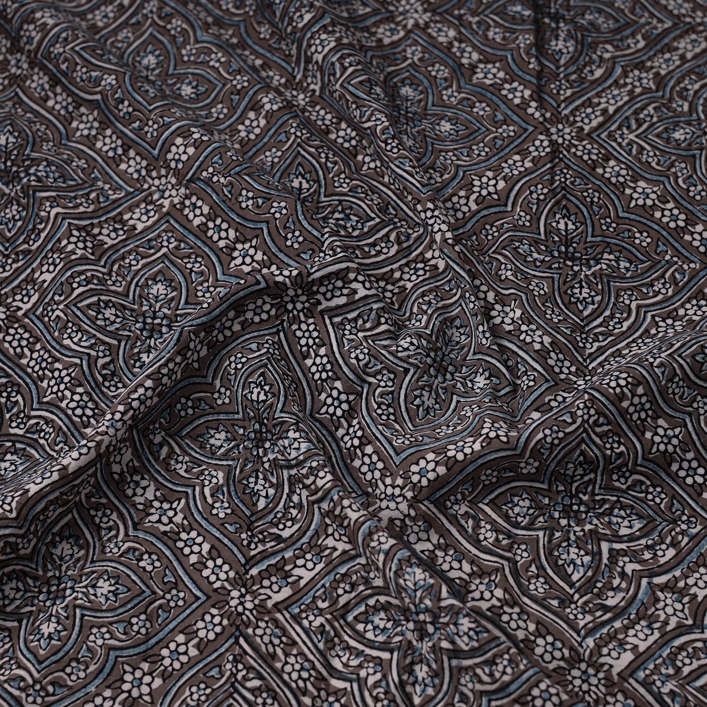  Natural Dyed Cotton Bagh Print Brown Fabric 