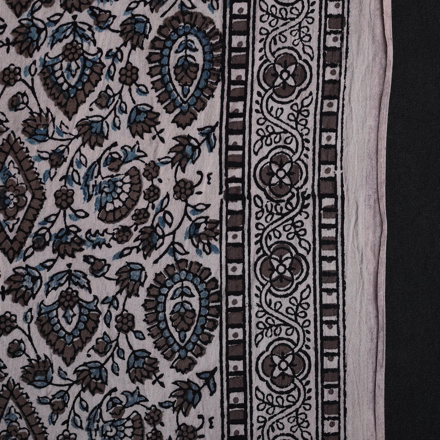 Brown Natural Dyed Cotton Bagh Print Fabric 