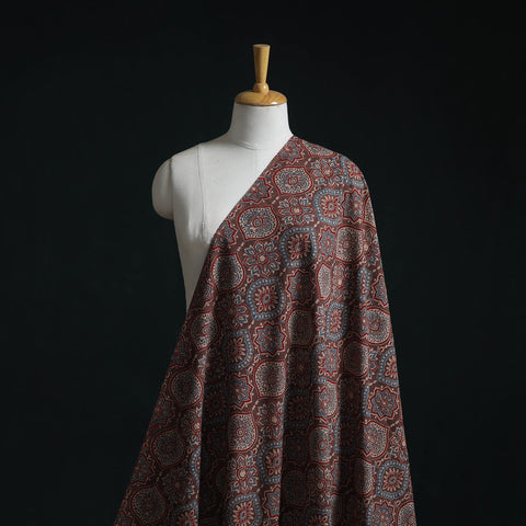 Natural dyed cotton kutch hand block ajrakh print fabric 04