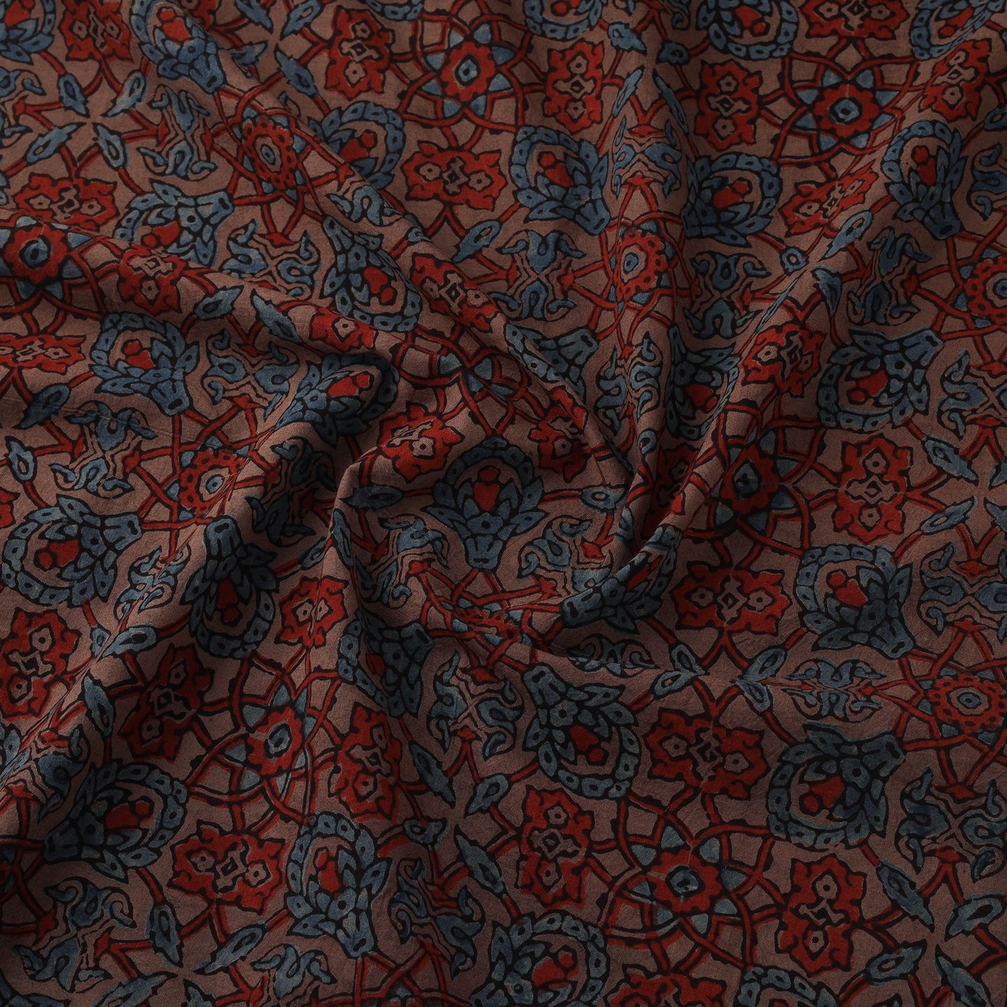 Natural dyed cotton kutch hand block ajrakh print fabric 08