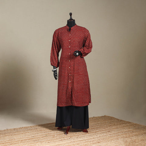 Natural dyed cotton a-line kurta 01 - 4xl - handcrafted
