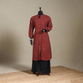 Natural dyed cotton a-line kurta 01 - 4xl - handcrafted