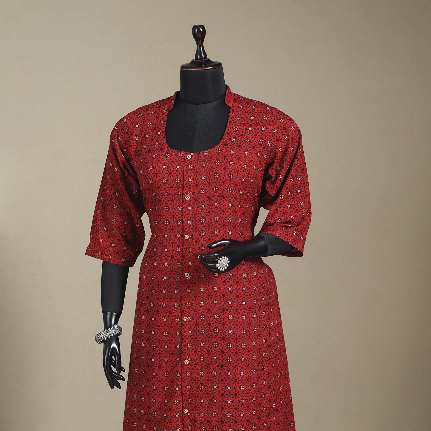 Natural dyed cotton a-line kurta 02 - 4xl - handcrafted