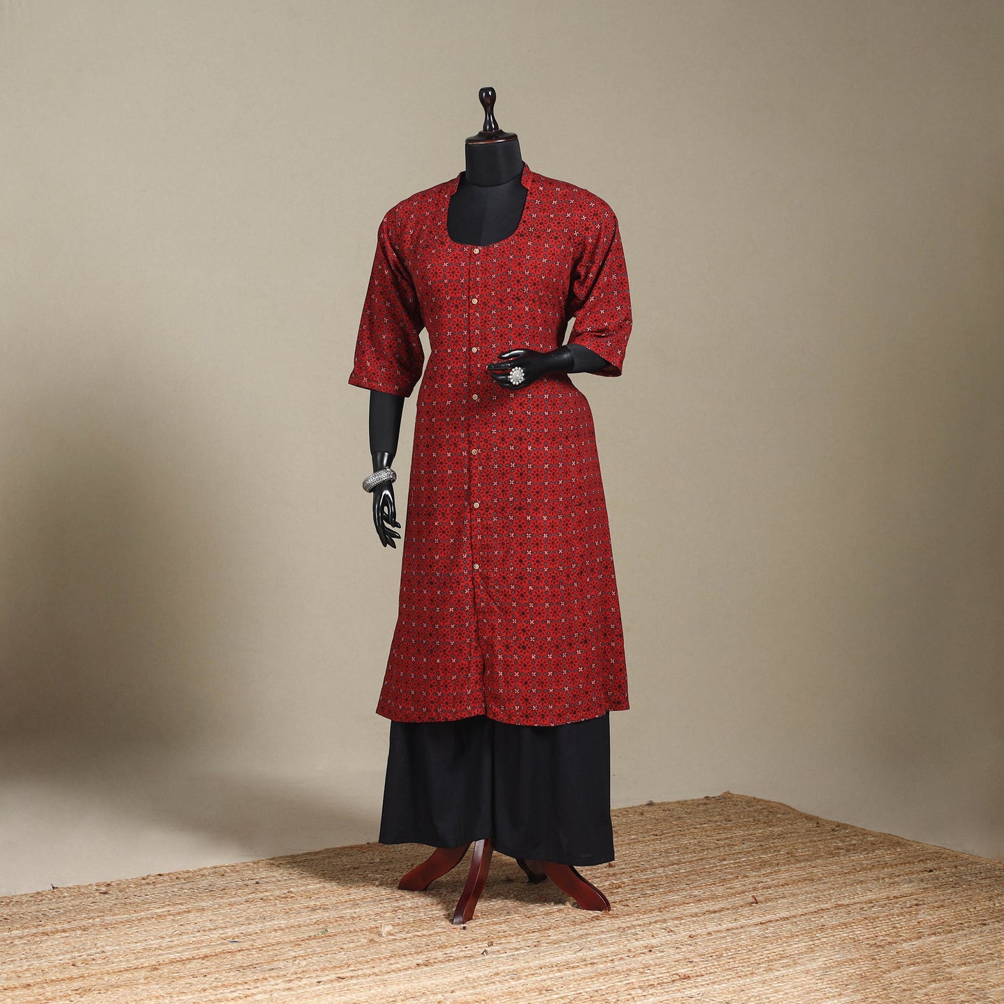 Natural dyed cotton a-line kurta 02 - 4xl - handcrafted