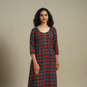Natural dyed cotton a-line kurta 14 - s - handcrafted