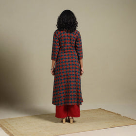 Natural dyed cotton a-line kurta 14 - s - handcrafted