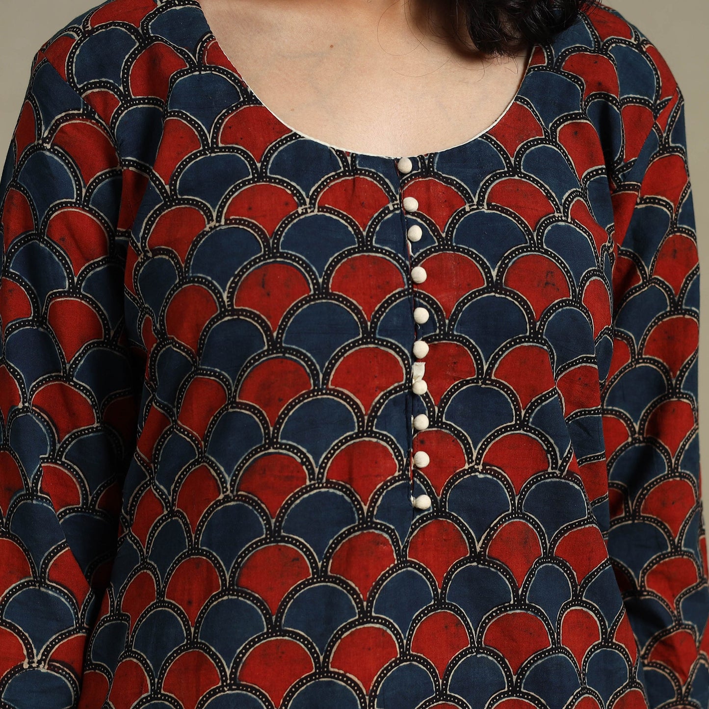 Natural dyed cotton a-line kurta 14 - s - handcrafted