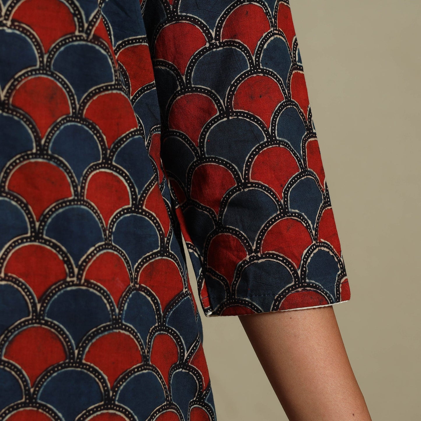 Natural dyed cotton a-line kurta 14 - s - handcrafted