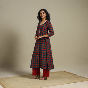 Natural dyed cotton a-line kurta 14 - s - handcrafted