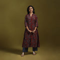 Natural dyed cotton a-line kurta for women 10 - handcrafted