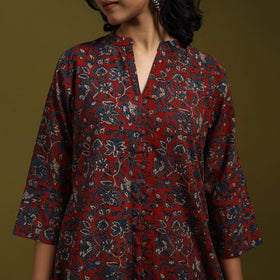 Natural dyed cotton a-line kurta for women 10 - handcrafted