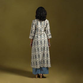 Natural dyed cotton a-line kurta for women 12 - handcrafted