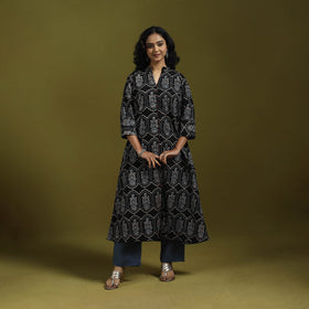 Natural dyed cotton a-line kurta for women 13 - handcrafted