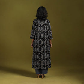 Natural dyed cotton a-line kurta for women 13 - handcrafted