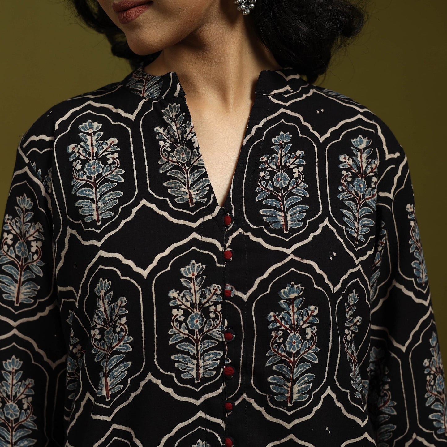 Natural dyed cotton a-line kurta for women 13 - handcrafted