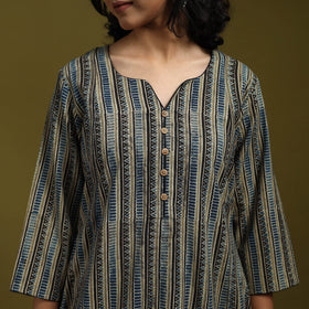 Natural dyed cotton a-line kurta for women 14 - handcrafted